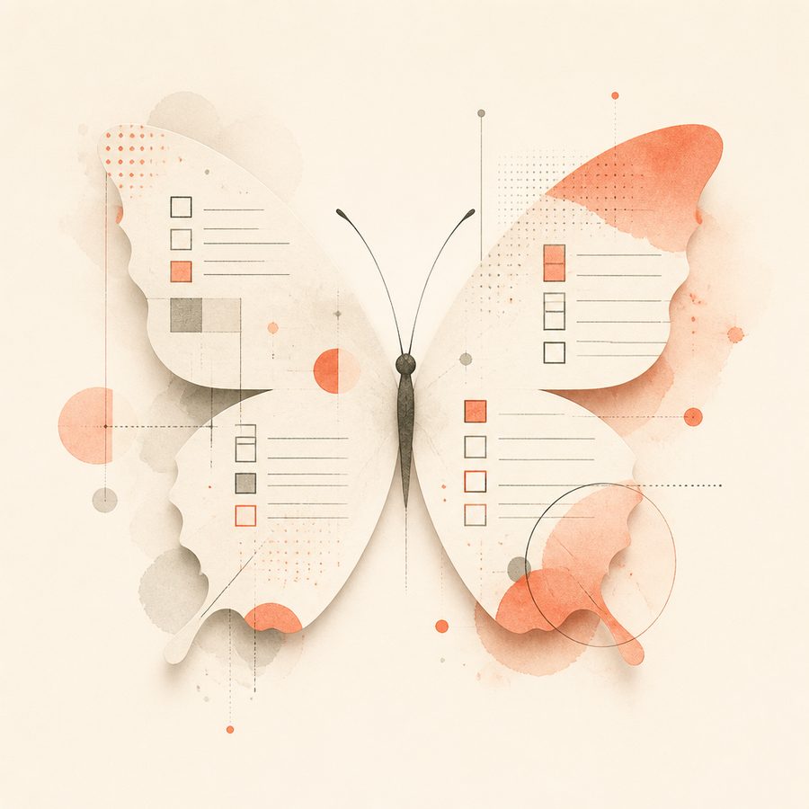 Ilustración de una mariposa de papel para apoyo a criterios